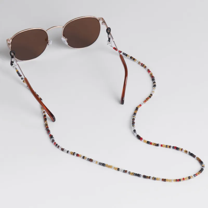 Eyeglass chain, 71 cm, beads / metal, color, Boho, Pearl color