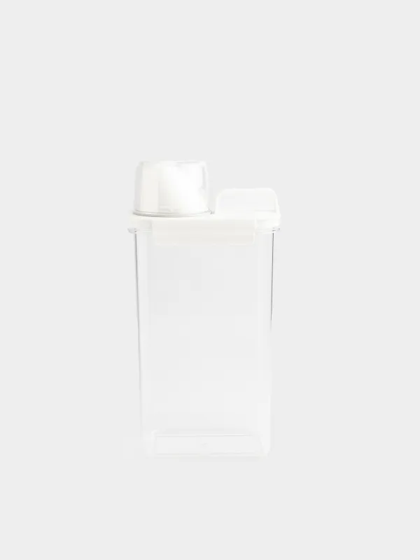 Washing powder container, 2,3 l, with measuring cup, plastic, white, Compact, image-1