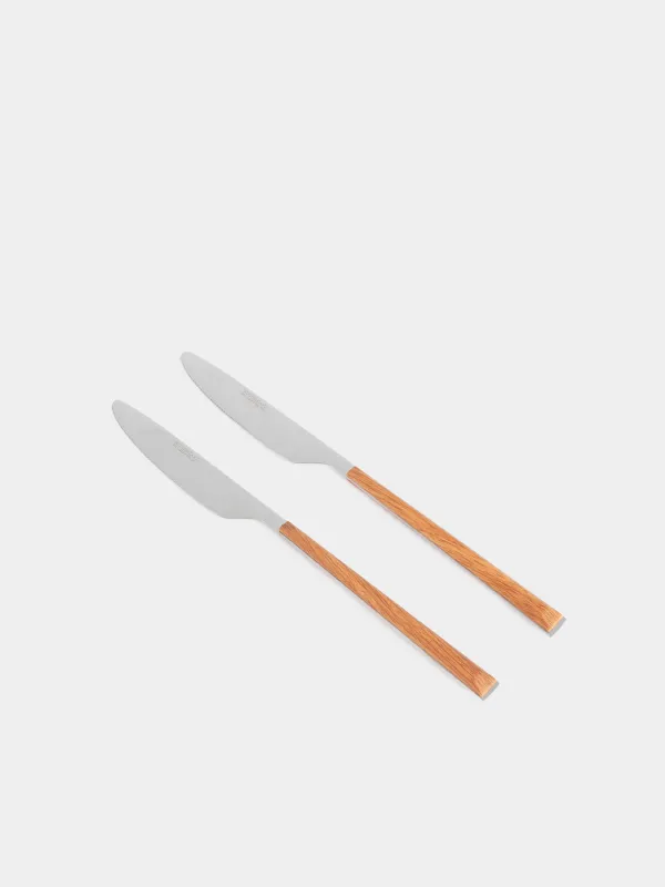 Table knife, 2 pcs, steel/plastic, brown, Prague, image-0