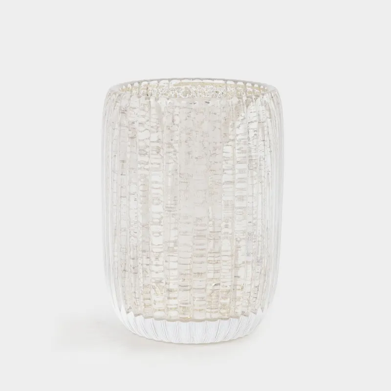 Bathroom tumbler, 10 cm, glass, gold, Patina rib
