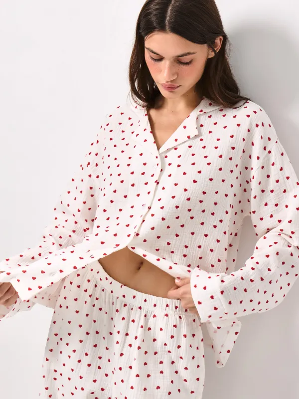 Women's trousers, homewear, size L, muslin, milky, Flowers, Ateira, image-1