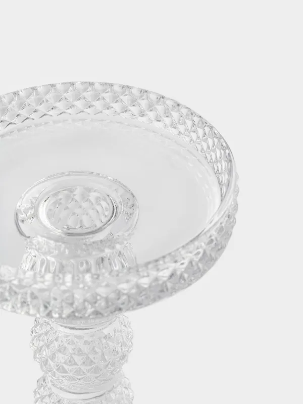 Candle holder, 16 cm, for one candle, on a leg, glass, Naiad, image-3