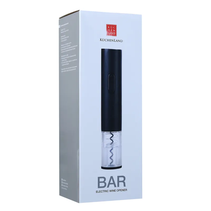 Electrical bottle opener, 25 cm, with foil cutter, Plastic, black, Bar, image-2