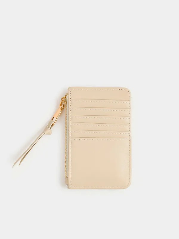 Women's wallet, 13x8 cm, with zipper, with card slots, polyurethane, milk, Quilted, image-1