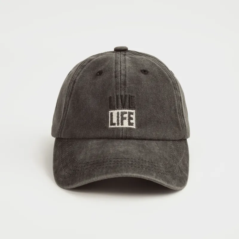 Baseball cap, 57 cm, single size, cotton, black, Live life, Shore