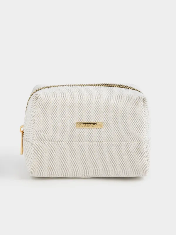 Cosmetic bag, 16x10 cm, polyester, beige, Canvas, image-0