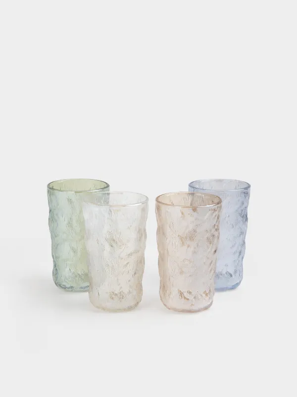 Glass, 13 cm, 350 ml, 4 pcs, glass R, color mix, Crumpled effect, Crumple color, image-0