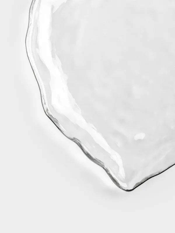 Dish, 25x21 cm, glass, with silver edging, Petal, Nautilus silver, image-3