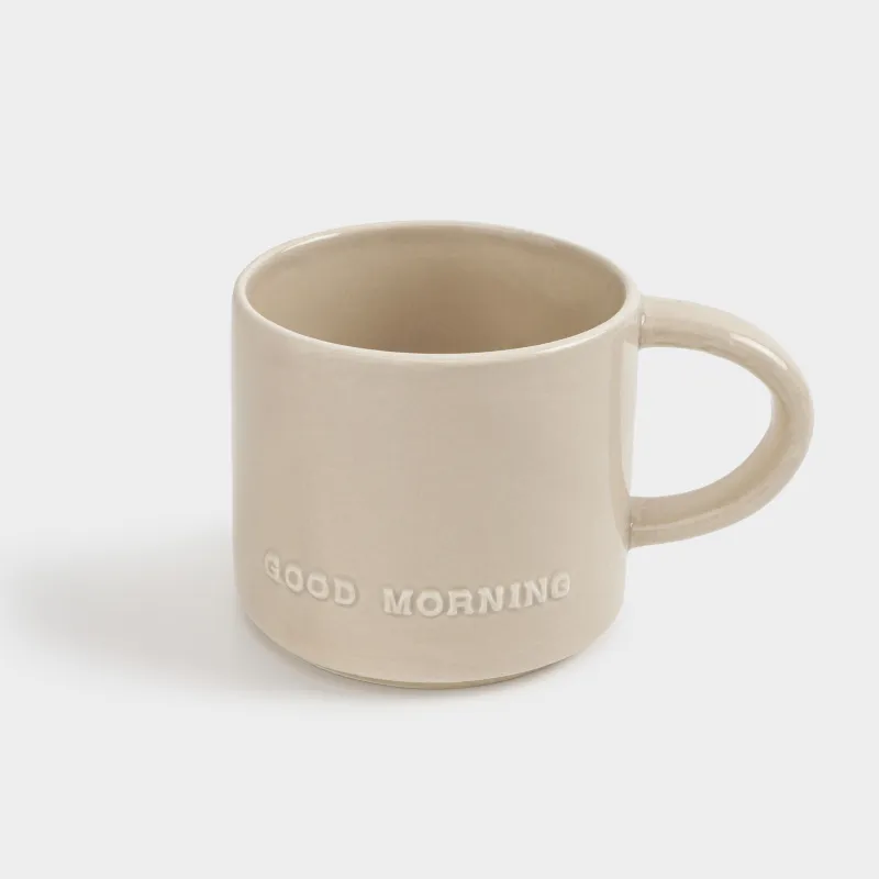 Mug, 450 ml, ceramics, beige, Good morning, Great day, image-1