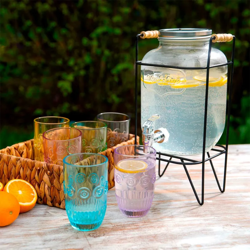 Beverage dispenser, 4 l, on stand, glass R / metal, Black, Berry, image-7