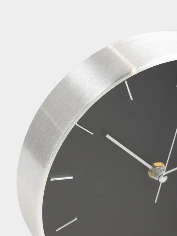 Wall clock, 20 cm, glass/aluminum, round, silver-black, Dial, image-3
