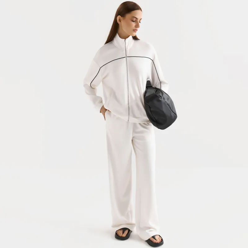 Women's trousers, size L, cotton/viscose/spandex, milky, Alice