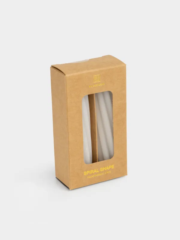 Cylindrical candle, 11 cm, milky, 2 pcs, Spiral, Spiral shape, image-2