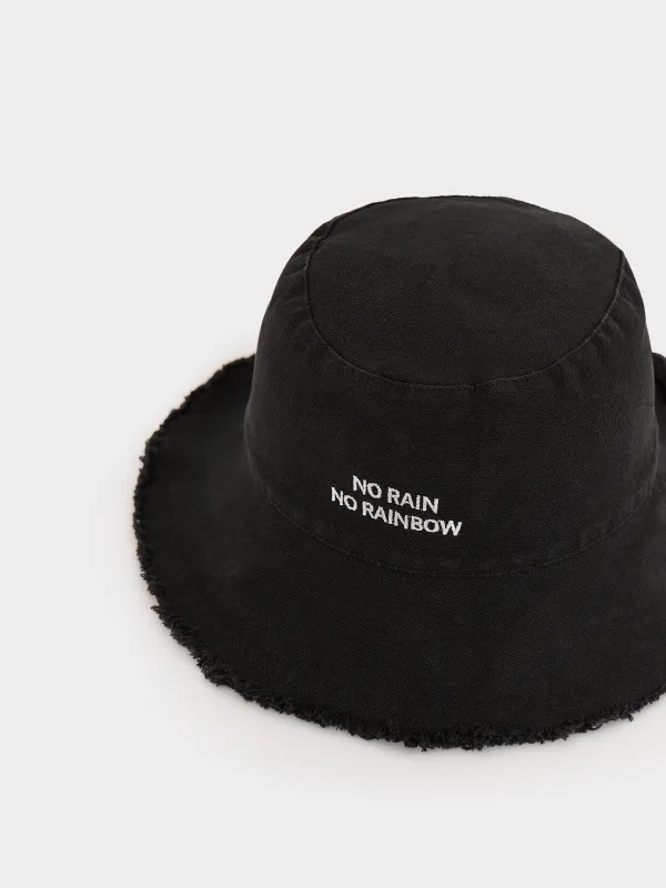 Panama hat, 57 cm, single size, with raw edge, cotton, dark grey, Shore, image-1