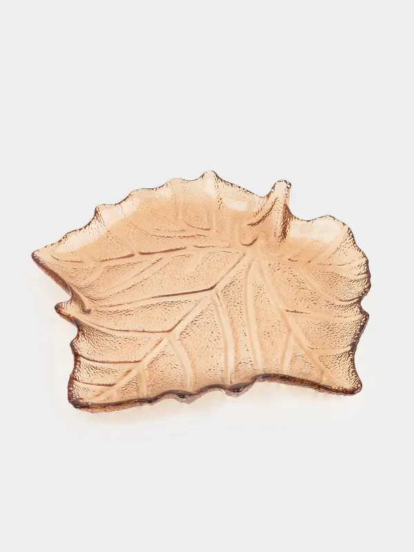 Dish, 25x24x4cm, glass, brown, Maple leaf, Leaves, image-0