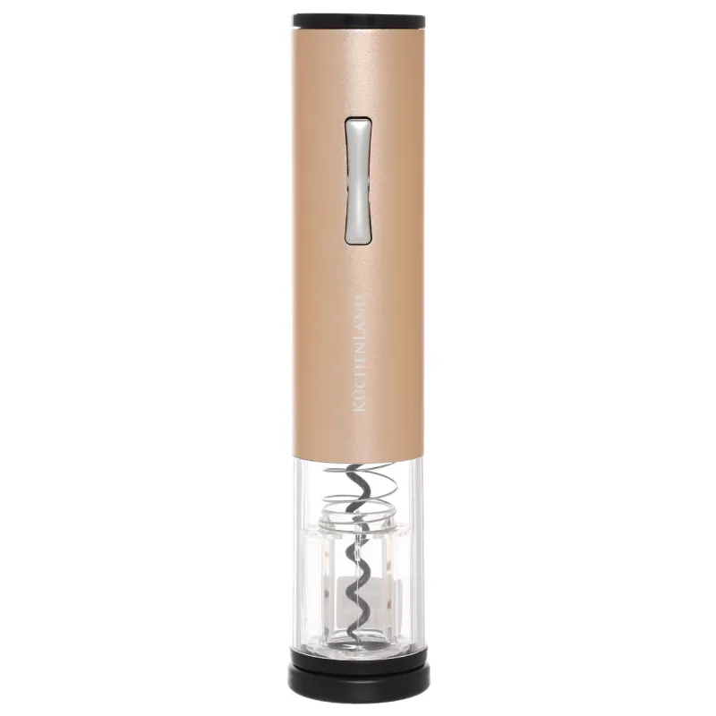 Electric corkscrew, 22 cm, with foil cutter, metal / plastic, LED B, Golden, Bar, image-3