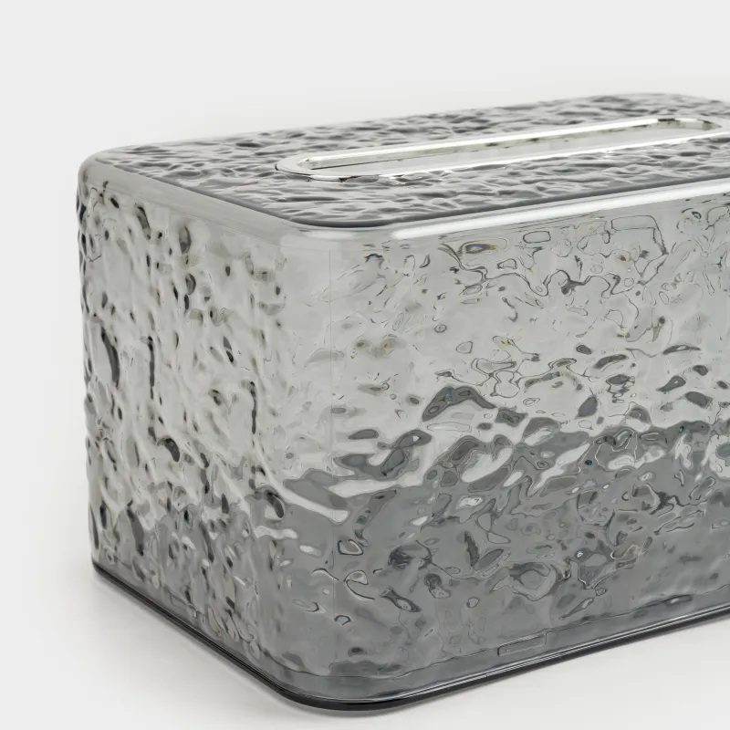 Paper napkin box, 19x12 cm, with sitemsing, plastic / metal, grey, Renaissance clear, image-2