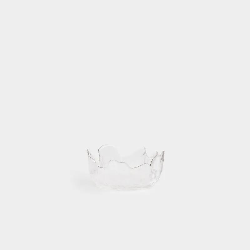 Bowl, 13x6 cm, glass, with silver edging, Nautilus silver
