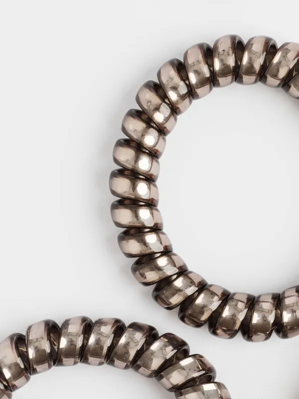 Elastic band for hair, 5 cm, 3 pcs, TPU, gray, Spiral, Helix, image-3