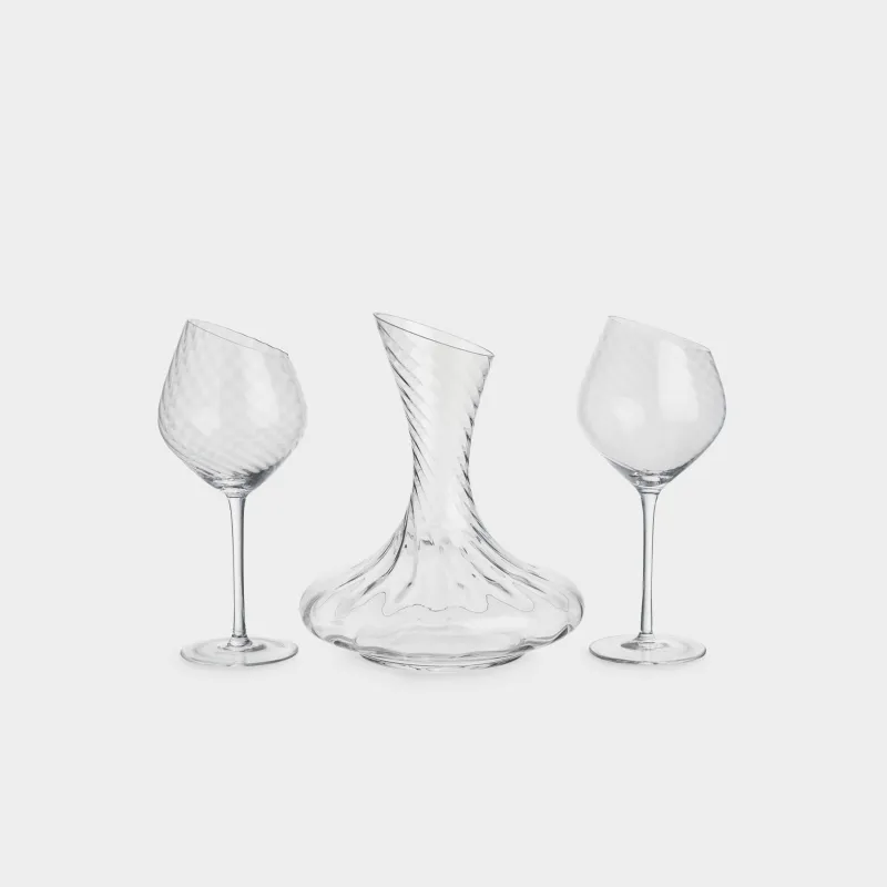 Drink set, 2 pers, 3 pr, with decanter, glass, Charm V