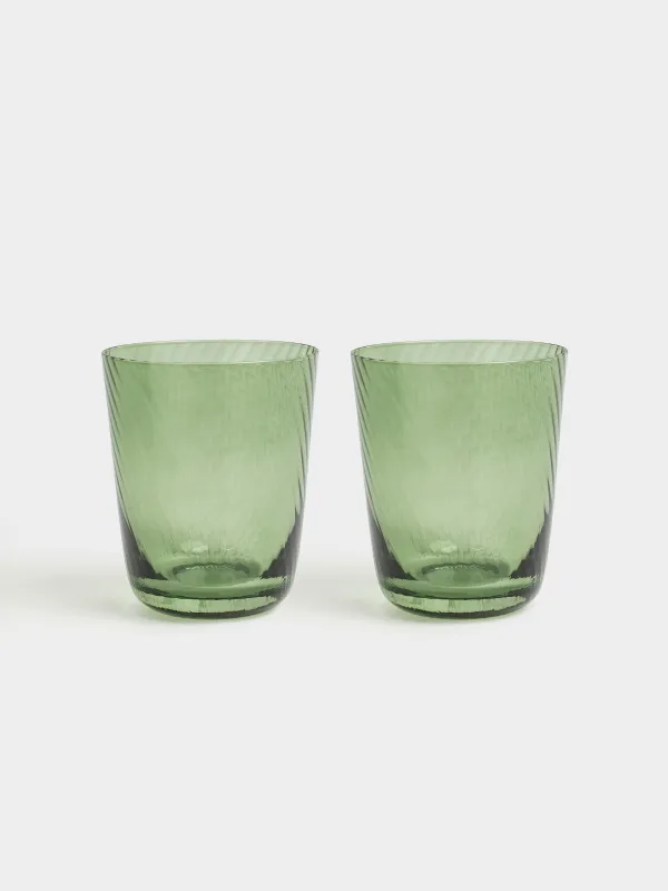 Glass, 11 cm, 420 ml, 2 pcs, glass, green, Molinella, image-0