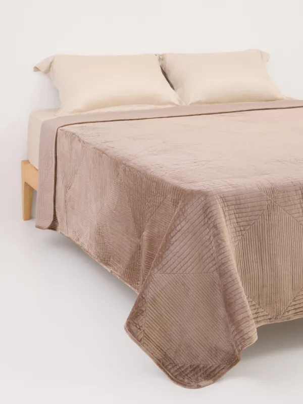 Bedspread, 220x240 cm, quilted, velvet/microfiber, brown, Rhombuses, Stitch velvet, image-0