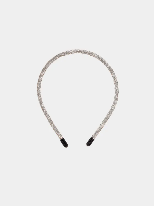 Hair band, 12x14 cm, plastic, silver, Crystals, Jewelry crystal, image-0