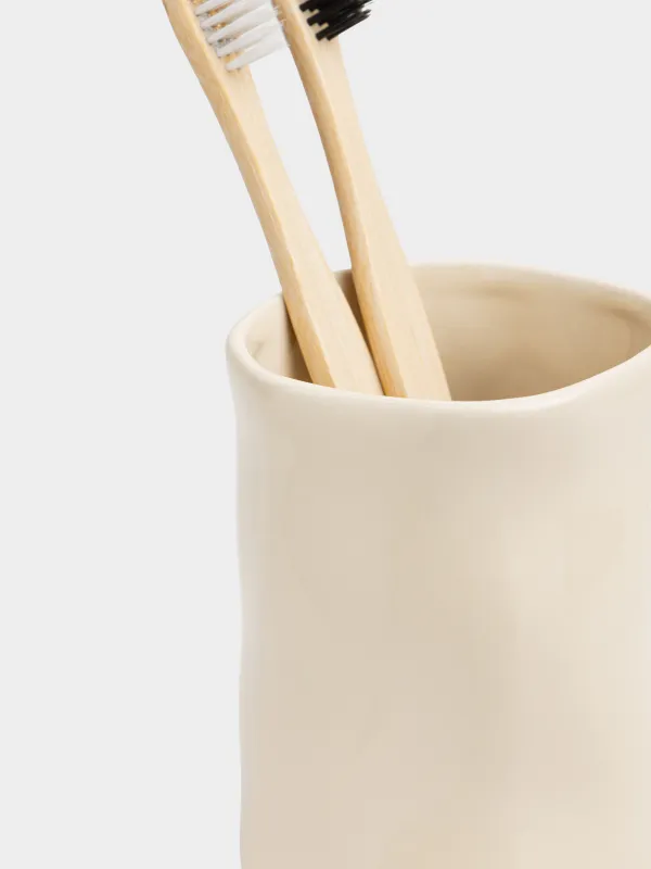 Bathroom tumbler, 11 cm, porcelain tile, milky, Kaolin, image-3