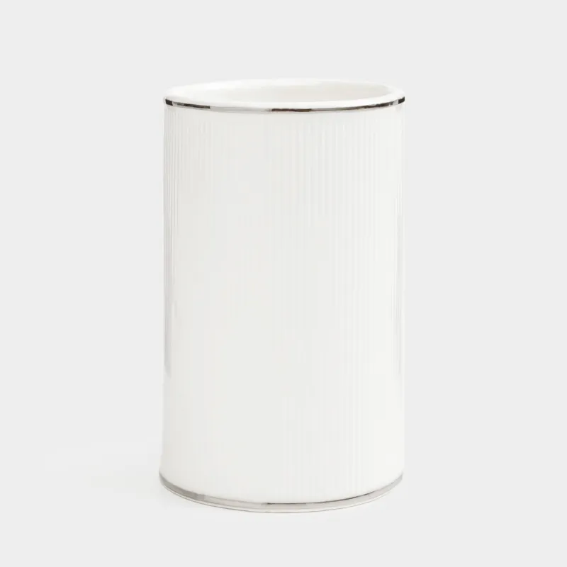 Bathroom tumbler, 12 cm, porcelain P, white and silver, Antarctica
