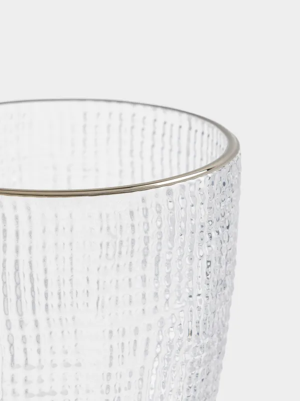 Glass, 10 cm, 320 ml, glass P, with silver edging, Grain silver, image-2