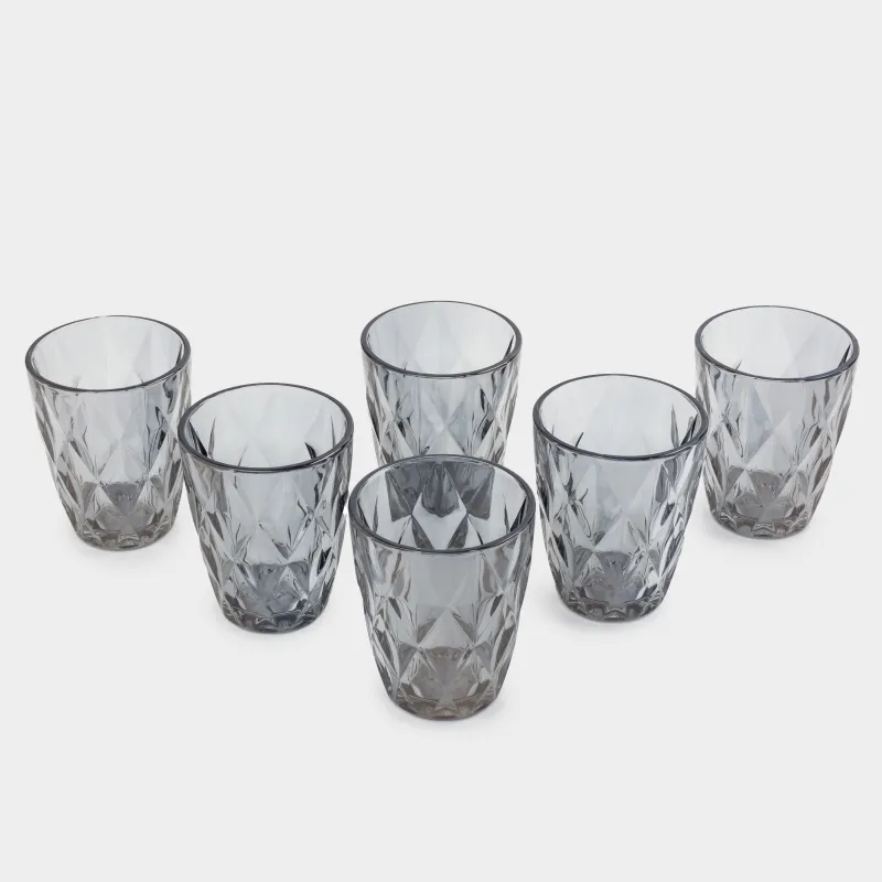 Glass, 10 cm, 270 ml, 6 pcs, glass R, gray, Rhomb color, image-2