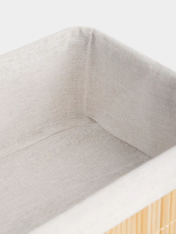 Storage basket, 30x12 cm, bamboo / cotton, rectangular, Beige, Stem, image-2
