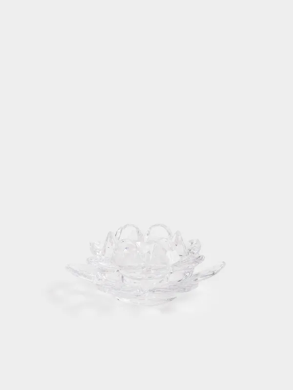 Candlestick, 12 cm, for tea / thin candle, glass, Lotus, Lotus, image-0