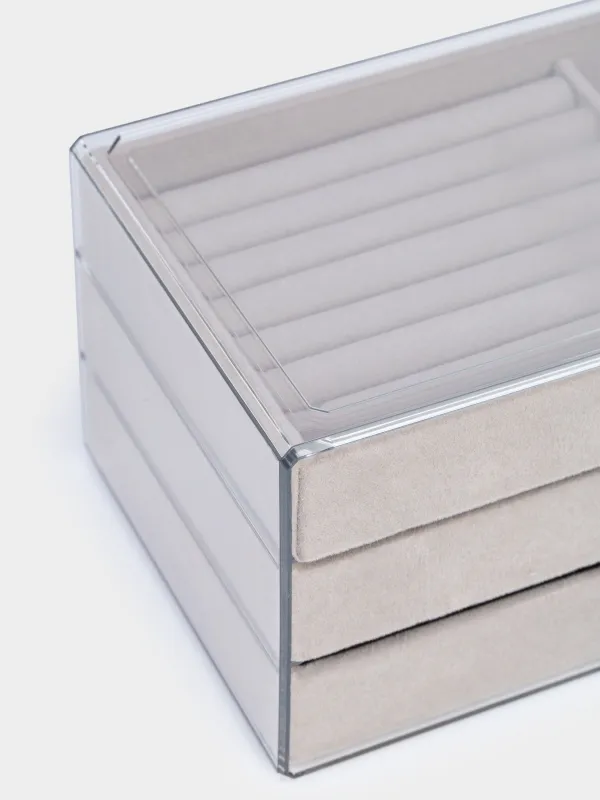 Jewelry box, 22x13 cm, plastic / velvet, grey, Affluence, image-5