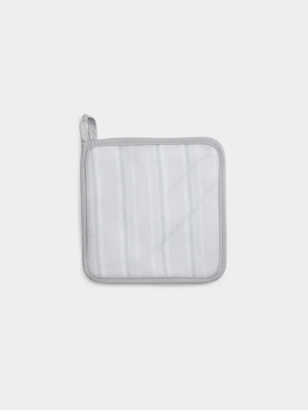 Pot holder, 18 cm, silicone/cotton, Square, Gray, Stripe, Bakery, image-2