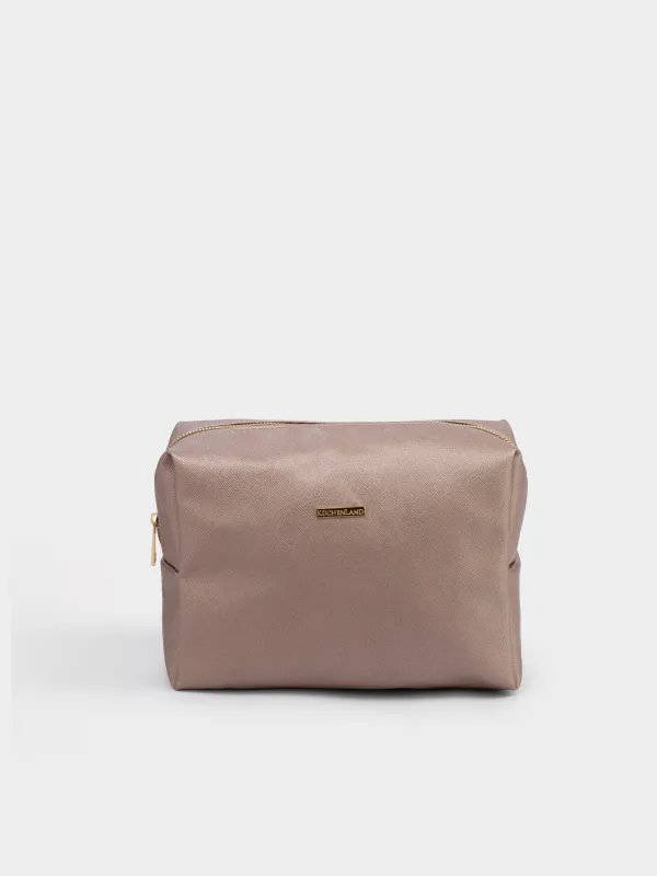 Cosmetic bag, 27x17 cm, polyurethane, golden, Beauty, image-0