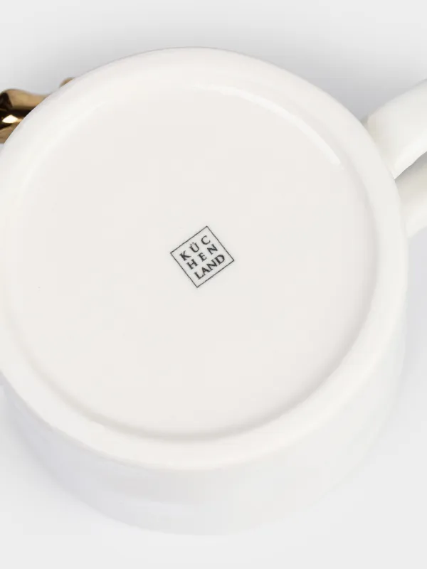 Mug, 550 ml, porcelain P, milky, Golden lizard, Paradise garden, image-4