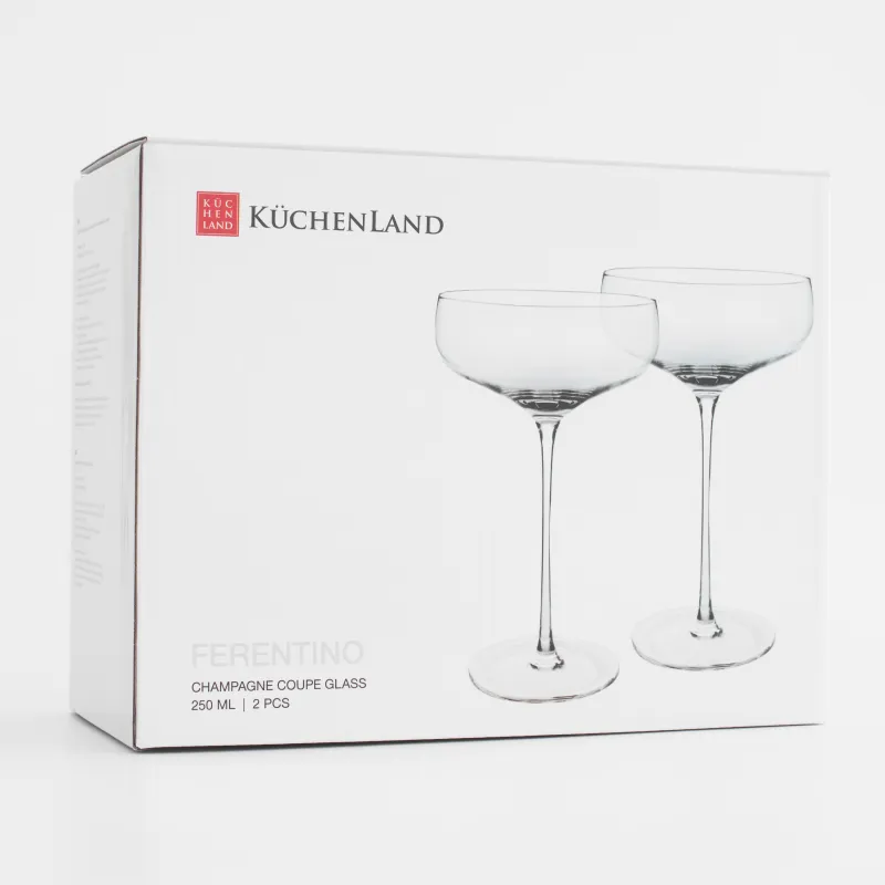 Champagne coupe glass, 250 ml, 2 pcs, crystal glass, Ferentino, image-4