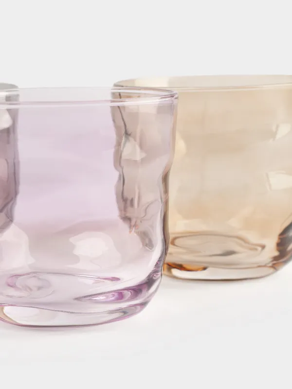 Glass, 8 cm, 270 ml, 4 pcs, glass P, color mix, Crumpled effect, Crumple color, image-2