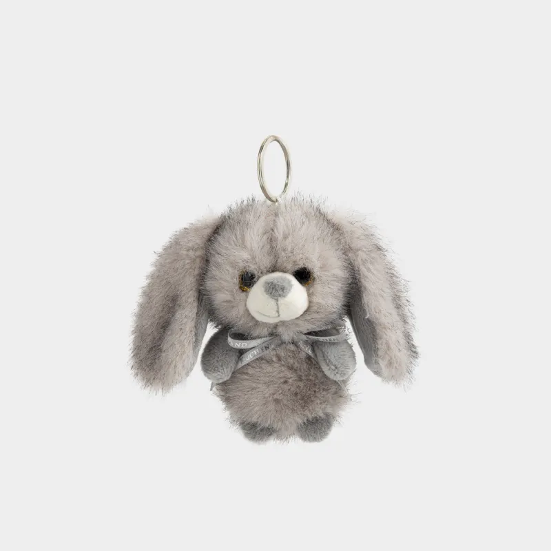 Keychain, 11 cm, soft, polyester / metal, grey, Rabbit, Rabbit