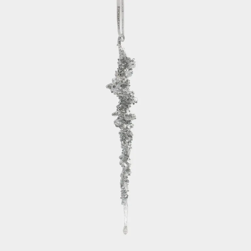 Christmas tree toy, 25 cm, acrylic, silver, Icicle, Figure sparkle