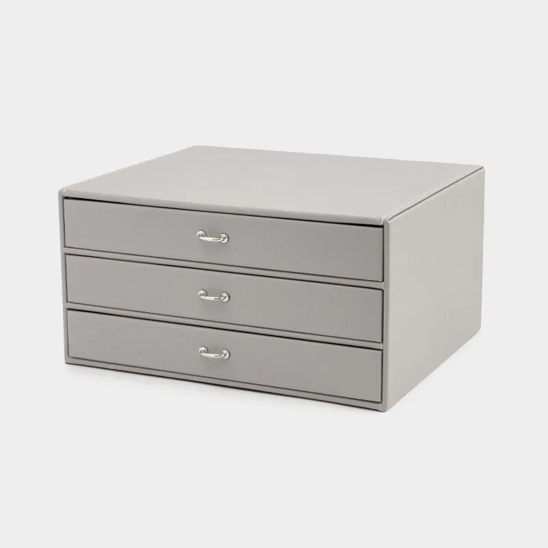 Jewelry box, 24x19 cm, PU leather / MDF, grey, Premiere