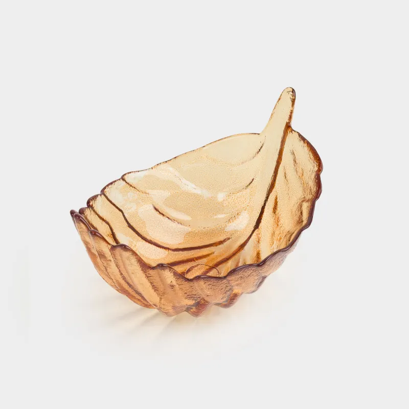 Salad bowl, 17x10 cm, ml, glass, color, Leaf, Curvy
