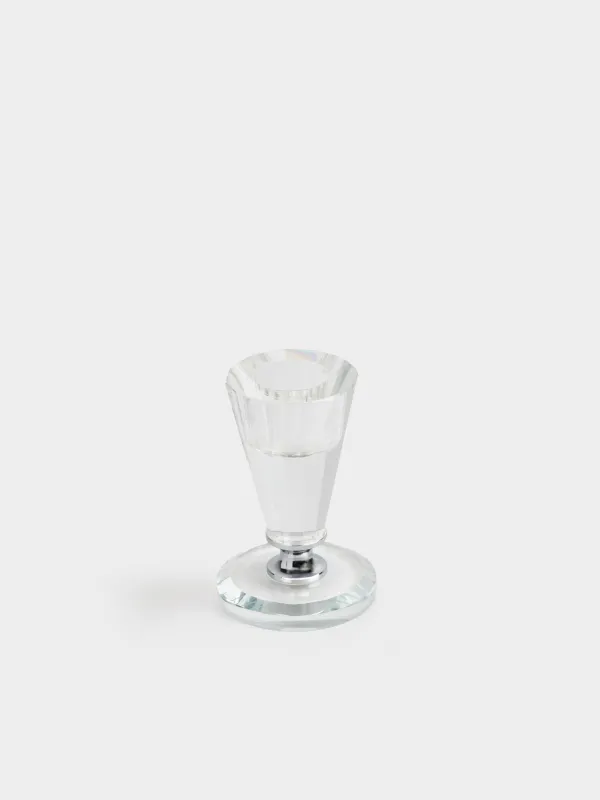 Candlestick, 8 cm, for a thin candle, on a leg, crystal glass, silver leg, Lux crystal, image-1