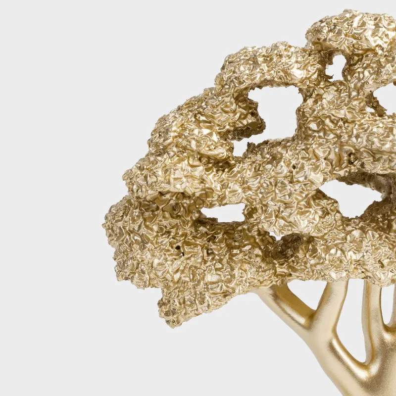 Figurine, 23 cm, polyresin, golden, Bonsai, Wood gold, image-1