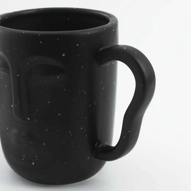 Mug, 580 ml, Ceramic, Black, speckled, Face, Face speckled, image-3
