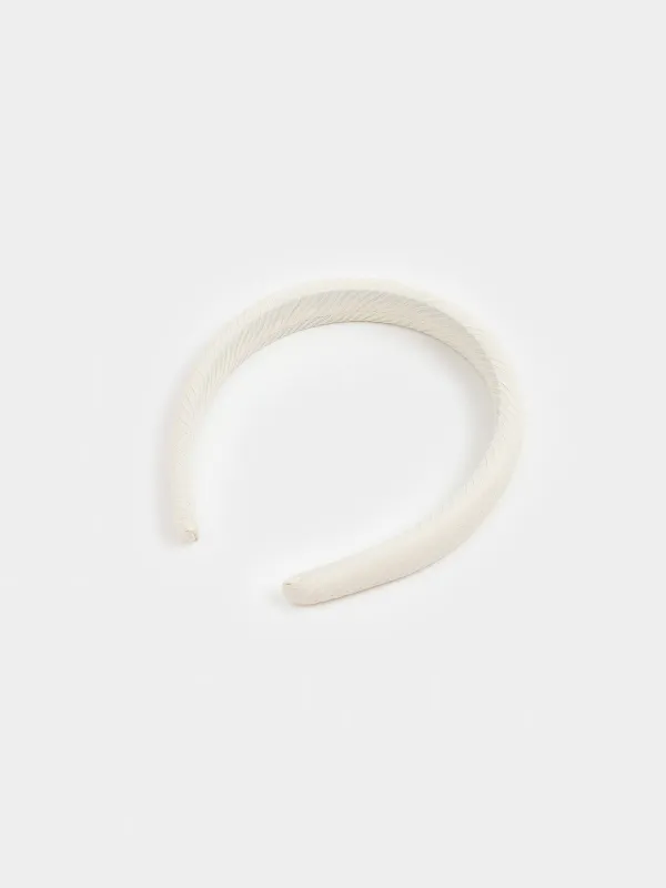 Hair band, 14x16 cm, Polyester / plastic, Beige, Lines, Basic, image-3