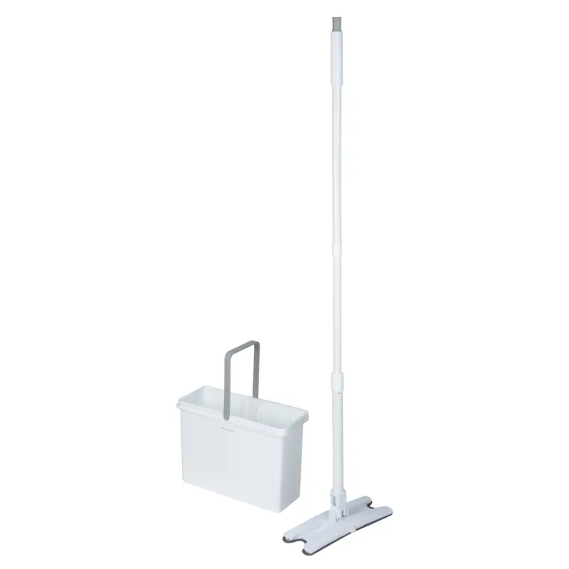 Mop with bucket, wringing and rinsing, curly, white-gray, Mop, image-0