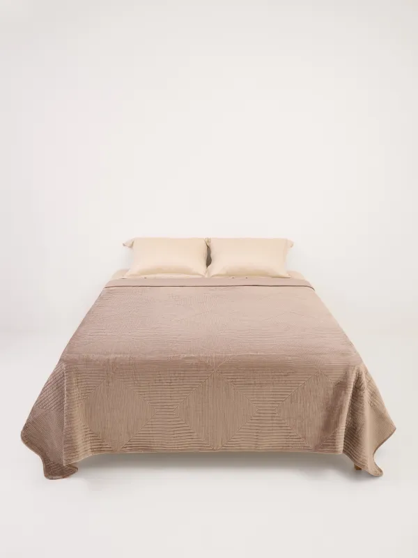 Bedspread, 220x240 cm, quilted, velvet/microfiber, brown, Rhombuses, Stitch velvet, image-4
