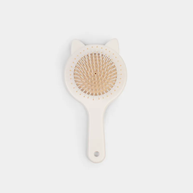 Hair massage comb, 19 cm, for children, plastic / rubber, Beige, Cat, Cat